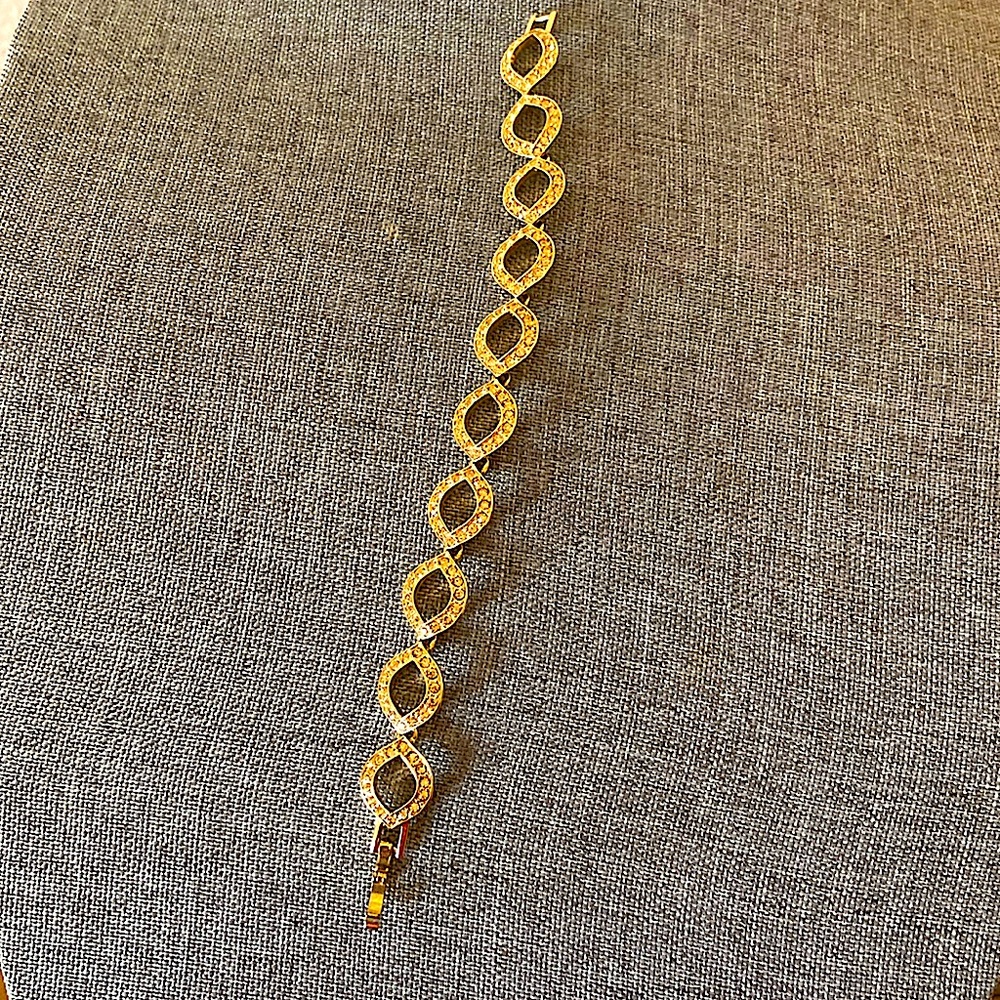 Vintage MONET Sparkling Amber Crystals Tennis Bracelet